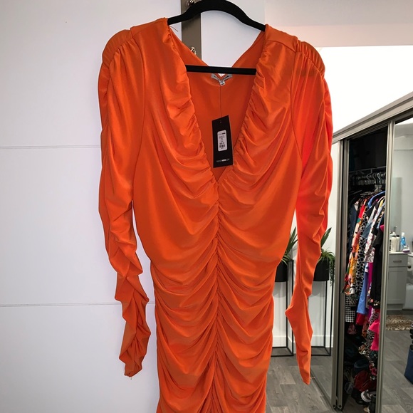 FASHION NOVA ruched dress orange size 1X - Picture 4 of 7